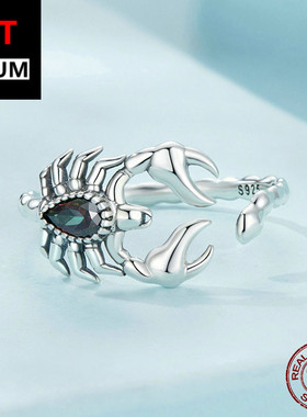 饰品跨境新款复古蝎子戒指s925纯银开口戒可调节简约个性指环饰品