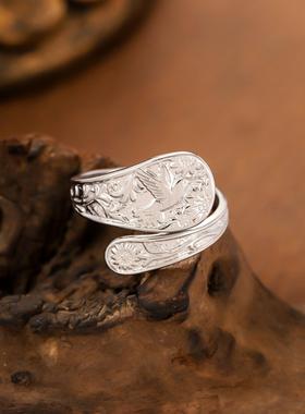 复古向日葵开口戒指女款