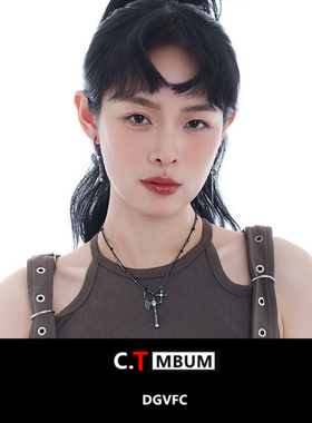 复古双层叠戴十字架斧头项链女原