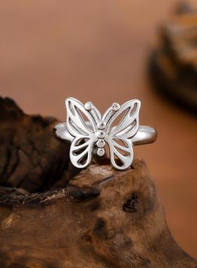 欧美蝴蝶开口戒真金电镀不掉色