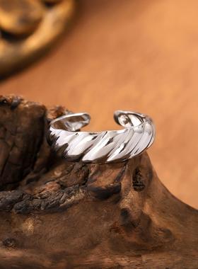 不掉色不锈钢设计感开口戒