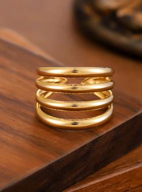 欧美不锈钢真金电镀个性戒指