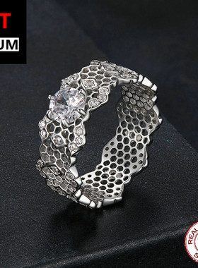 蕾丝花边镂空莫桑石戒指s925纯银