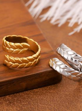 欧美复古不锈钢真金电镀戒指