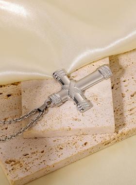 钛钢十字架男士嘻哈项链