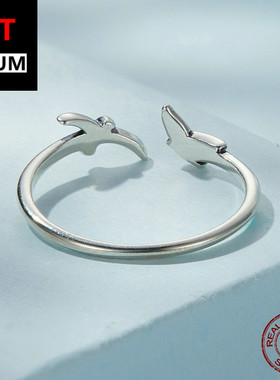 百搭原创欧美纯银s925小鸟开口戒指 简约鸟儿剪影个性指环手饰女