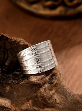 复古宽面不锈钢镀金戒指