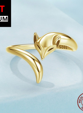 饰品跨境原创个性狡猾狐狸开口戒s925纯银可调节戒指动物饰品女