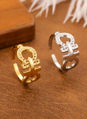 欧美不锈钢几何开口戒指套装