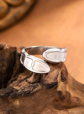 复古不锈钢交叉调节女戒