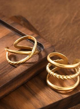 不锈钢简约钛钢开口戒指女款