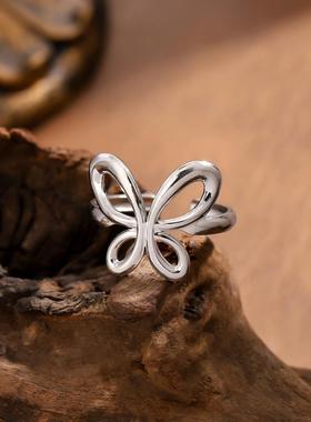 不锈钢蝴蝶戒指18K镀金女款