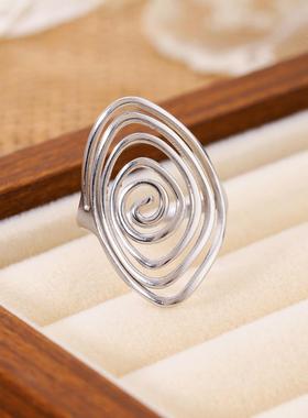 复古几何螺旋戒指18K镀金