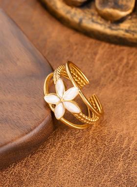 欧美轻奢滴油花朵不锈钢女戒