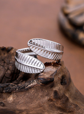 欧美跨境18K金树叶戒指女