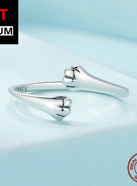 艾芙乐原创可爱猫爪戒指s925纯银