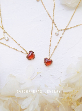 复古宫廷风酒红石榴石项链定制