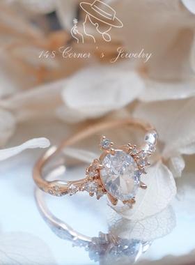 925银锆石法式星芒设计戒指