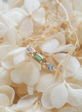 925银复古橄榄石托帕石戒指