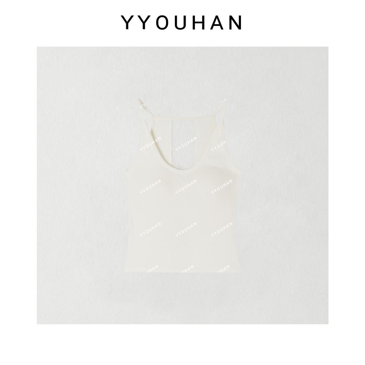 YYOUHAN 2025夏季小众设计后背蕾丝拼接百搭亲肤美背 2505C2449 - 图2