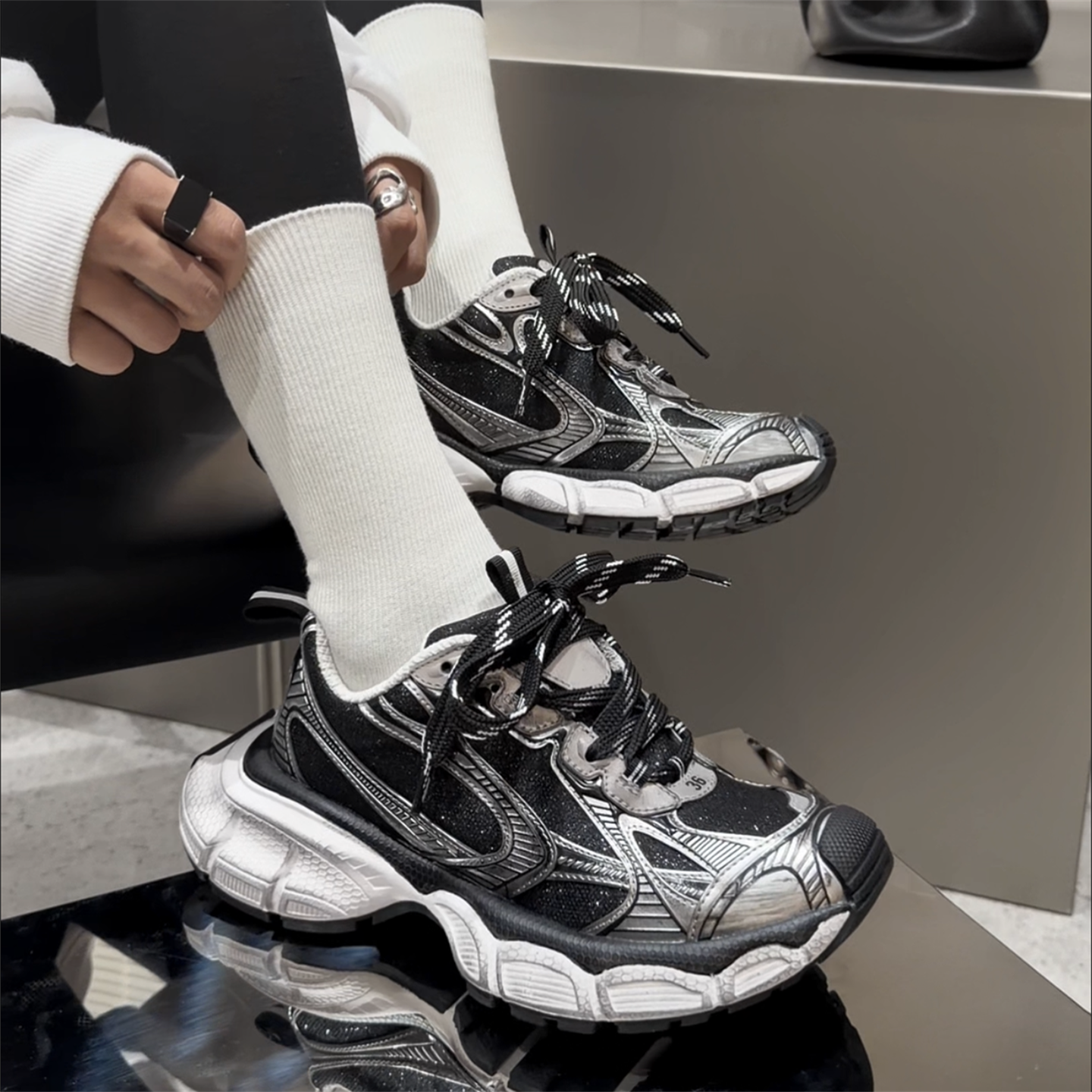 WM6女鞋2026春新款欧货真皮系带ins厚底撞色老爹鞋松糕休闲运动鞋,淘宝优惠券,粉丝福利购,淘宝优惠卷