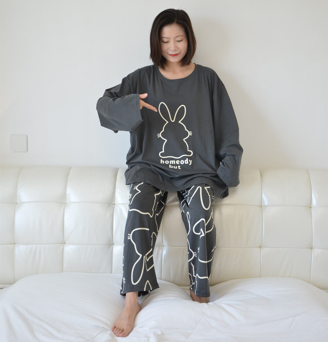 200斤加肥大码情侣卡通兔兔睡衣男女秋季长袖圆领纯棉胖MM家居服,淘宝优惠券,粉丝福利购,淘宝优惠卷
