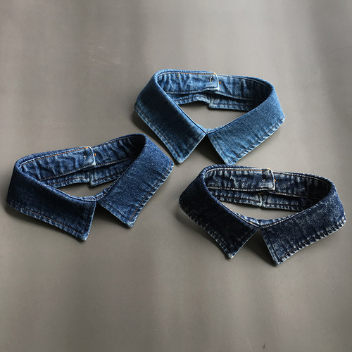 新款水洗牛仔领加厚搭配设计款领子假领子女衬衣领男衬衫领卫衣领 - 图3