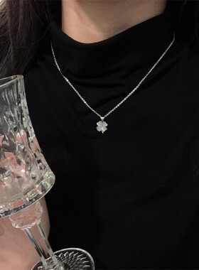 猫眼幸运四叶草白色时尚百搭项链