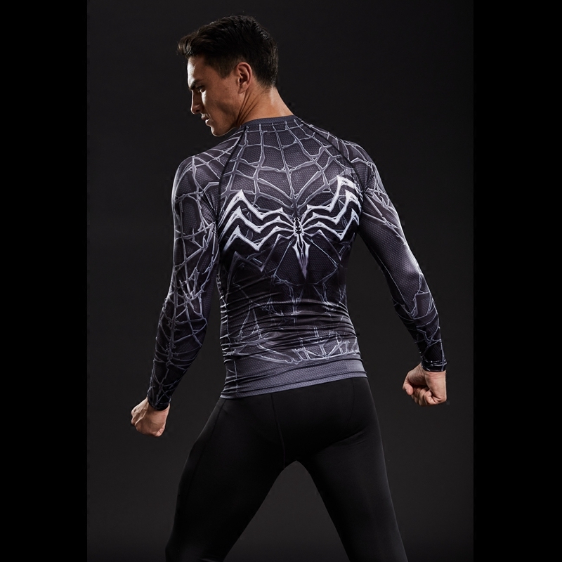 毒液蜘蛛侠T恤超级英雄Venom长袖cos电影衣服运动健身速干紧身衣-图2