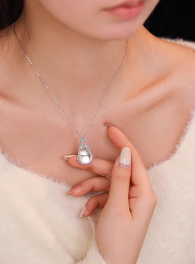 999纯银玉髓小葫芦项链新中式国风镶玉髓石吊坠女款百搭锁骨链