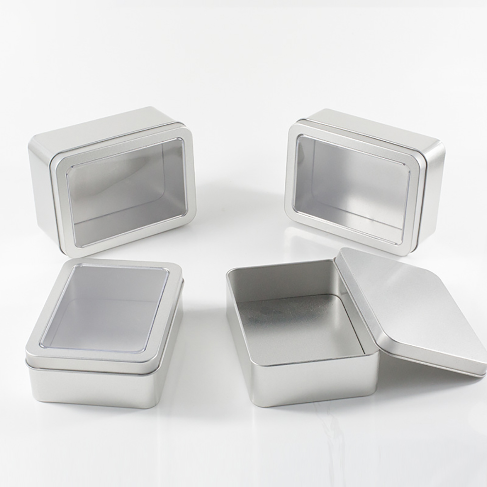 长方形透明盖马口铁盒食品储物盒分装盒糖果礼品包装盒卡牌收纳盒 - 图0