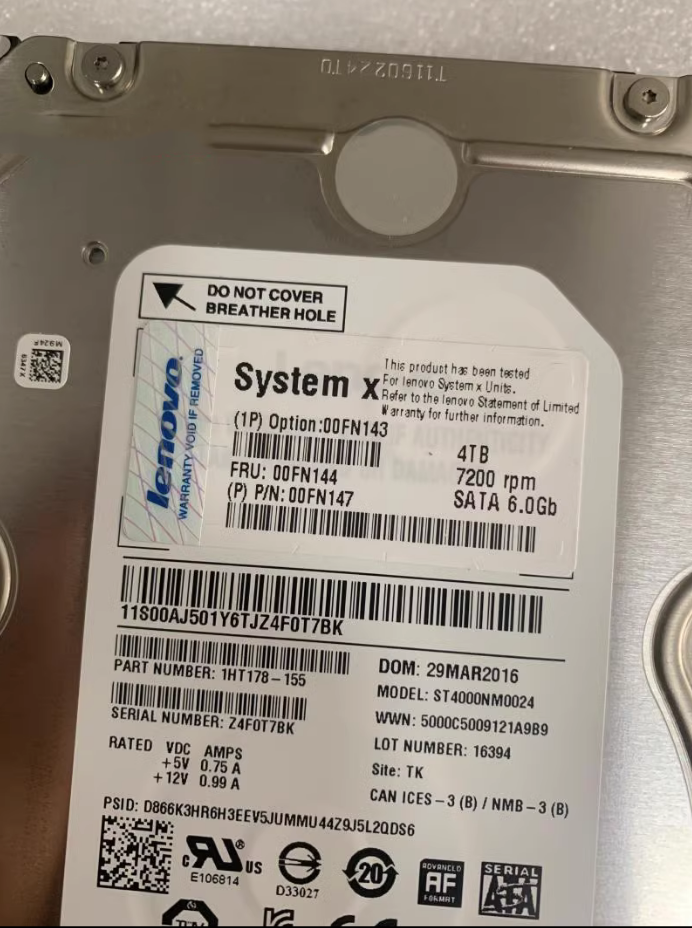 Lenovo/联想 00NF144 00FN143 00FN147  3.5寸服务器硬盘4T SATA - 图0