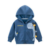 Brand Foreign Trade Child Clothing Han Edition 2023 Fall New Products Children Cartoon Dinosaur Pattern Coat With Hat Catch Suede