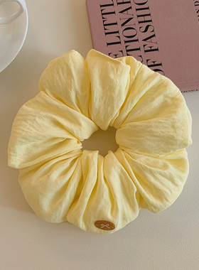 高级感泡芙奶黄色大肠发圈女韩系扎头发丸子头皮筋发绳头绳发饰品