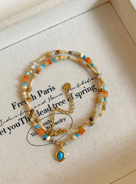 小众独特天然石串珠项链女款2026新款高级感轻奢锁骨链颈链配饰品