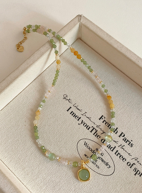 夏季清新天然石串珠吊坠项链女2026新款高级感轻奢小众锁骨链颈链