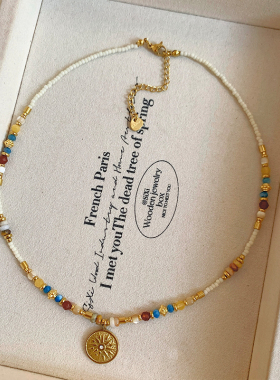 设计感小众小米珠天然石吊坠项链女2026新款高级感轻奢锁骨链颈链