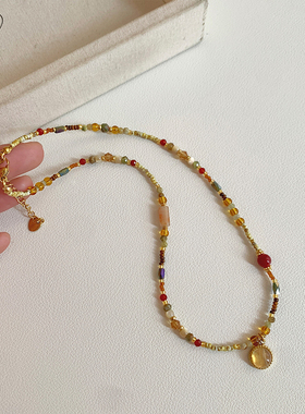 设计感小众天然石串珠吊坠项链女款2026新款高级感轻奢锁骨链颈链