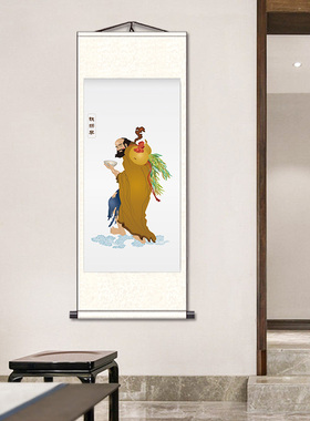 八仙图人物挂画八仙过海图画像祝寿图何仙姑韩湘子卷轴画