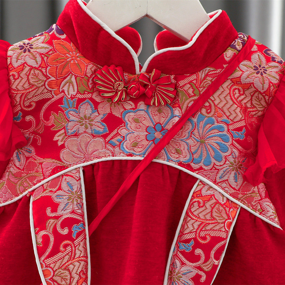 汉服女童裙子冬装儿童国风唐装宝宝加绒加厚一周岁礼服抓周宴冬季,淘宝优惠券,粉丝福利购,淘宝优惠卷