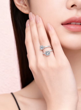 D色莫桑石纯银戒指女款