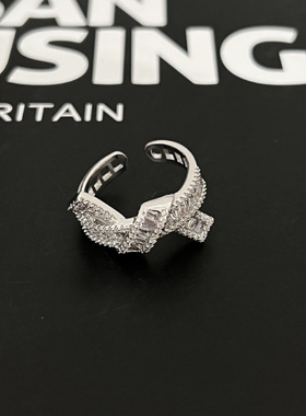 韩版小众设计锆石拼接礼结戒指女冷淡风时尚气质百搭高级感食指戒