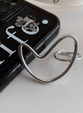 抽象夸张爱心LOVE线条戒指女实心小众设计感冷淡风时尚百搭食指戒