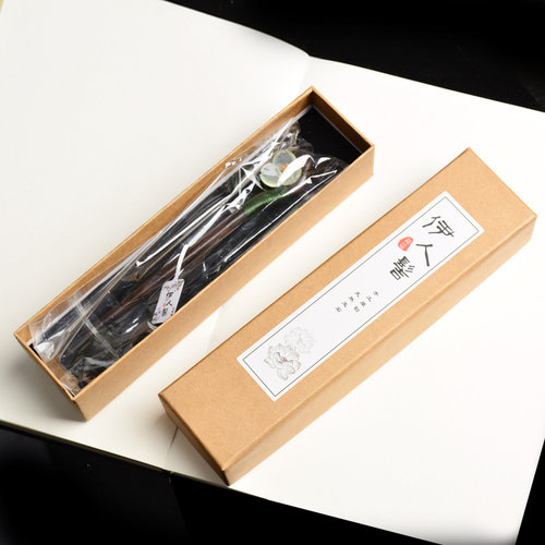 岫玉发簪 古典天然玉簪子 发钗旗袍古装黑檀木头饰 中国风饰品 - 图3