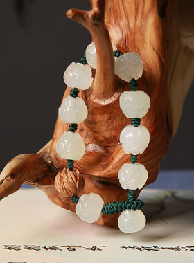 天然白玉菩提根莲花玉桃木古风