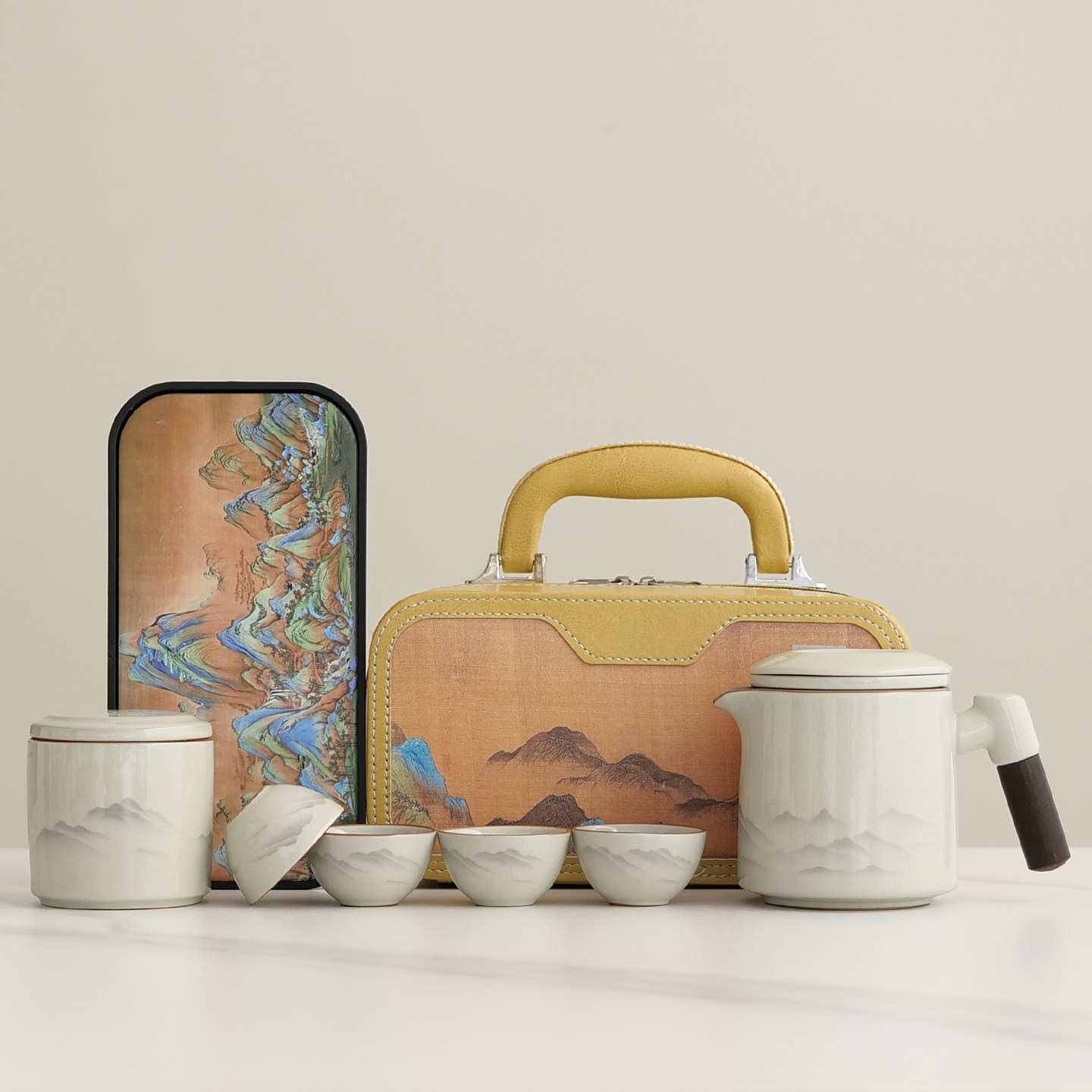 Ru kiln portable tea set set to carry on the go