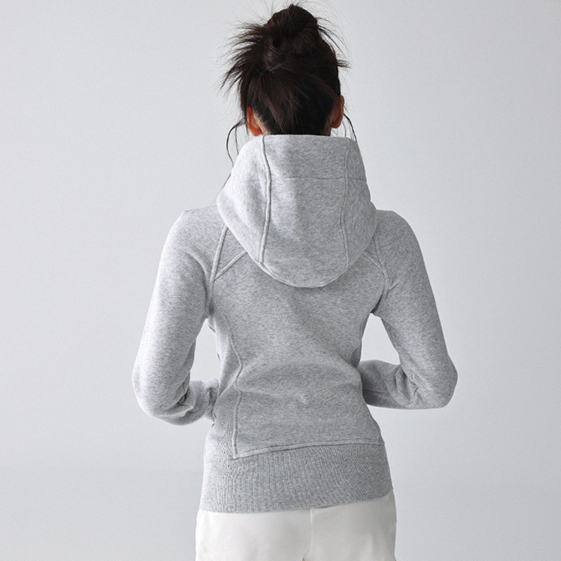 加绒瑜伽外套灰色女修身拉链上衣跑步运动夹克户外休闲健身服卫衣,淘宝优惠券,粉丝福利购,淘宝优惠卷