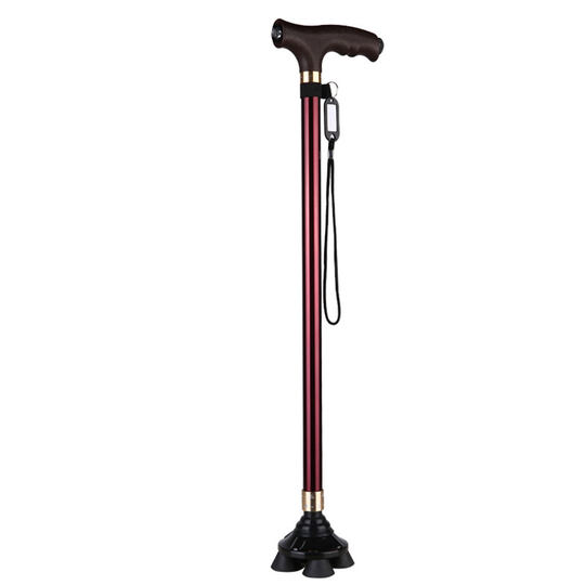 Four-legged anti-slip aluminum alloy crutch for the elderly with adjustable height