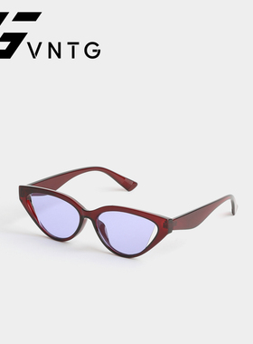 VNTG墨镜猫眼型半透明紫色镂空镜片uv400防紫外线设计感太阳眼镜