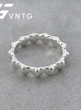 VINTAGETASTE 韩国ins同款立体爱心戒指叠戴小众清冷气质感桃心